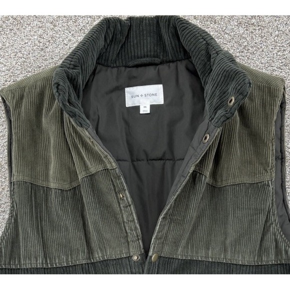 Sun Stone Daniel Corduroy Vest Jacket Mens 2XL Hunter Basil Green Patchwork NWT - Picture 4 of 13